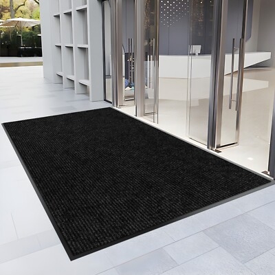 Entrance Mat Commercial Grade Ribbed Surface Large Format Black