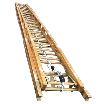Extension Ladder Wood Toned Rope Pulley System Glossy Amber Finish Heavy