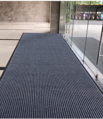 Extra Long Entrance Mat Runner, Charcoal Grey, Deep Ribbed Texture