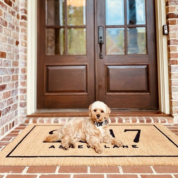 Extra Wide Coir Doormat Personalized Address Modern Farmhouse Porch