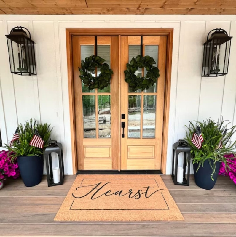 Extra Wide Doormat for Double Doors, Personalized Script Coir