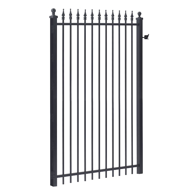 Fence Gate Ball Capped Posts Spear Finials Black Metal Traditional