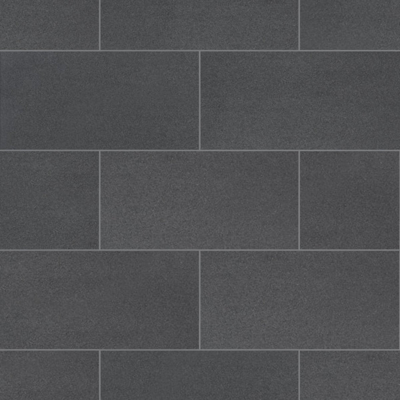Field Tile Honed Charcoal Gray Running Bond Layout Industrial Style