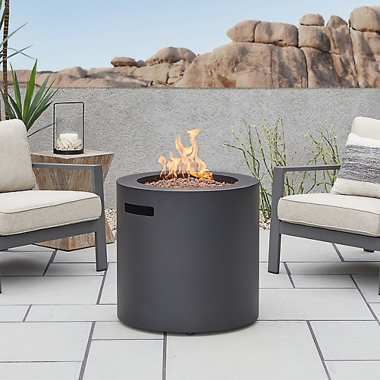 Fire Pit Cylindrical Silhouette Matte Black Metal Monolithic Form