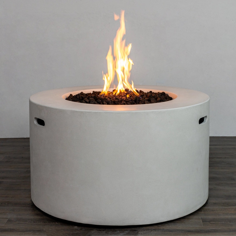 Fire Pit Recessed Side Handles Light Grey Concrete Industrial Style