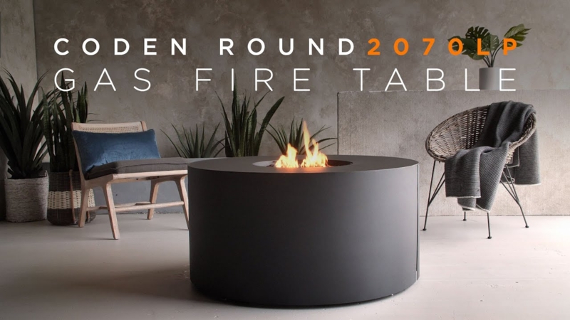 Fire Pit Table Matte Charcoal Finish Hidden Tank Seamless Base