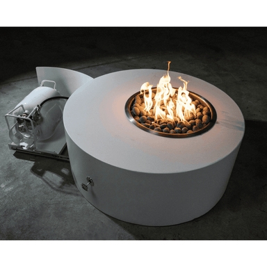 Fire Pit Table Propane Tank Drawer White Drum Silhouette Matte Finish