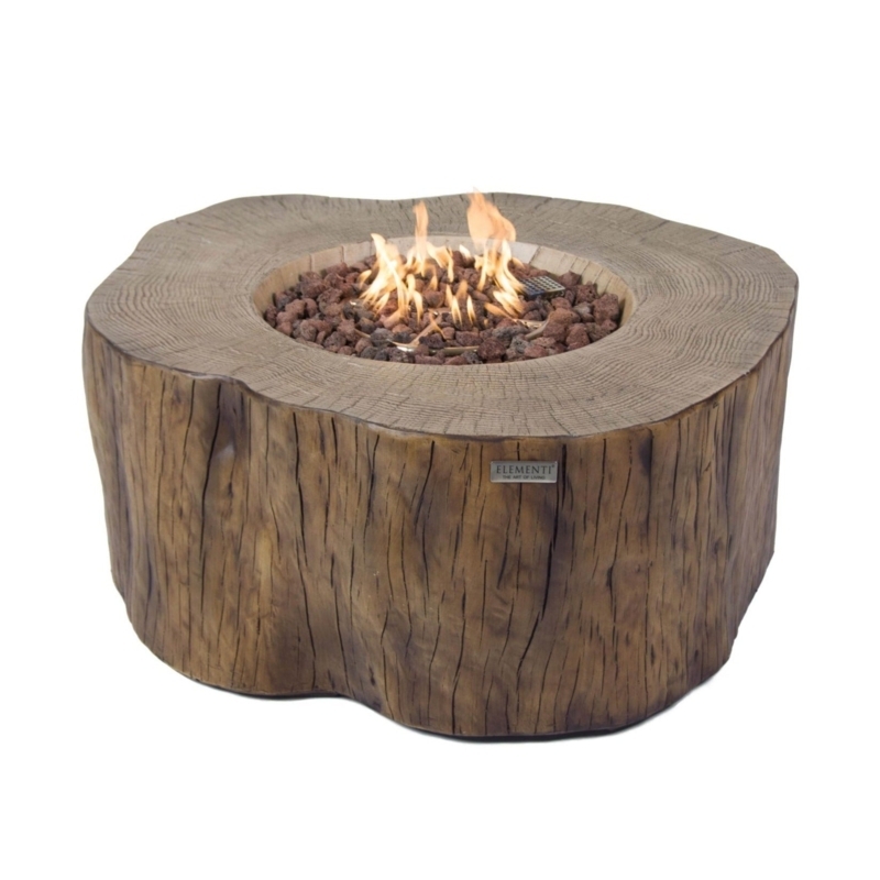 Fire Pit Table Rustic Wood Stump Design Realistic Bark Texture
