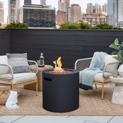 Fire Pit Weathered Slate Finish Hidden Tank Metal Cozy Urban Patio