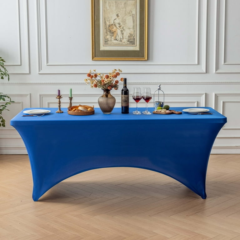 Fitted Stretch Tablecloth Royal Blue Wrinkle Free Modern Style