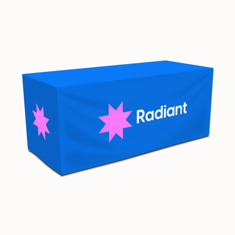 Fitted Table Cover Blue Custom Star Logo Graphic Print Pink
