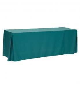 Fitted Table Cover Teal Pleated Corners Rectangular Floor Length