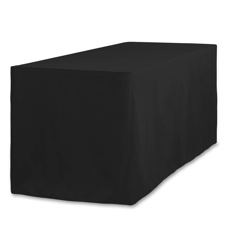 Fitted Tablecloth Black Tailored Corners Floor Length Linen