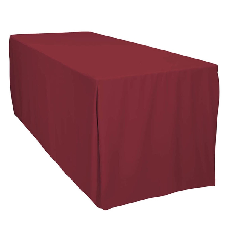 Fitted Tablecloth Burgundy Inverted Corner Pleats Floor Length