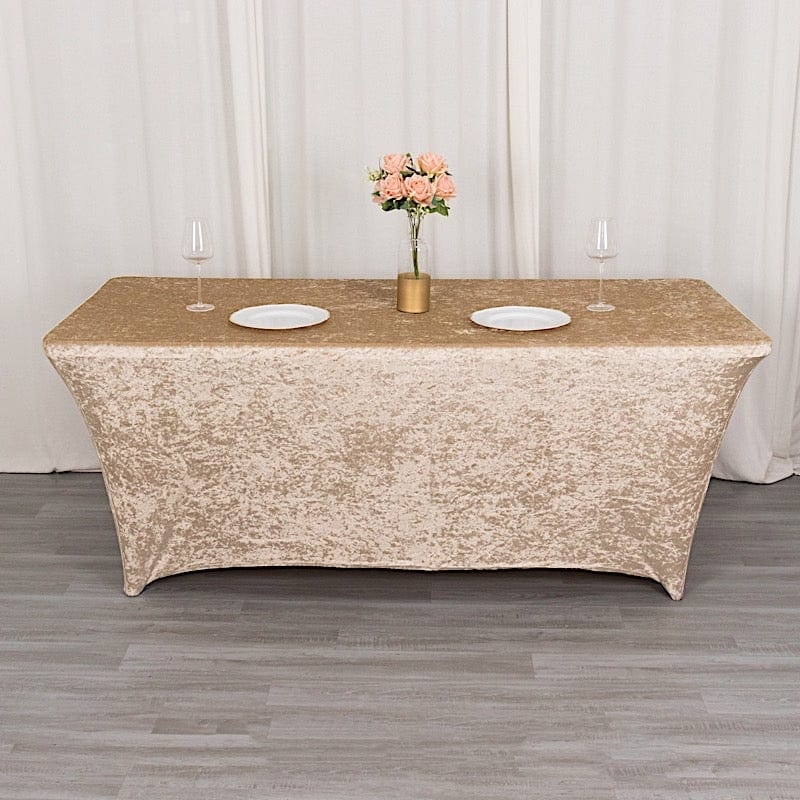 Fitted Tablecloth Champagne Crushed Velvet Shimmering Texture