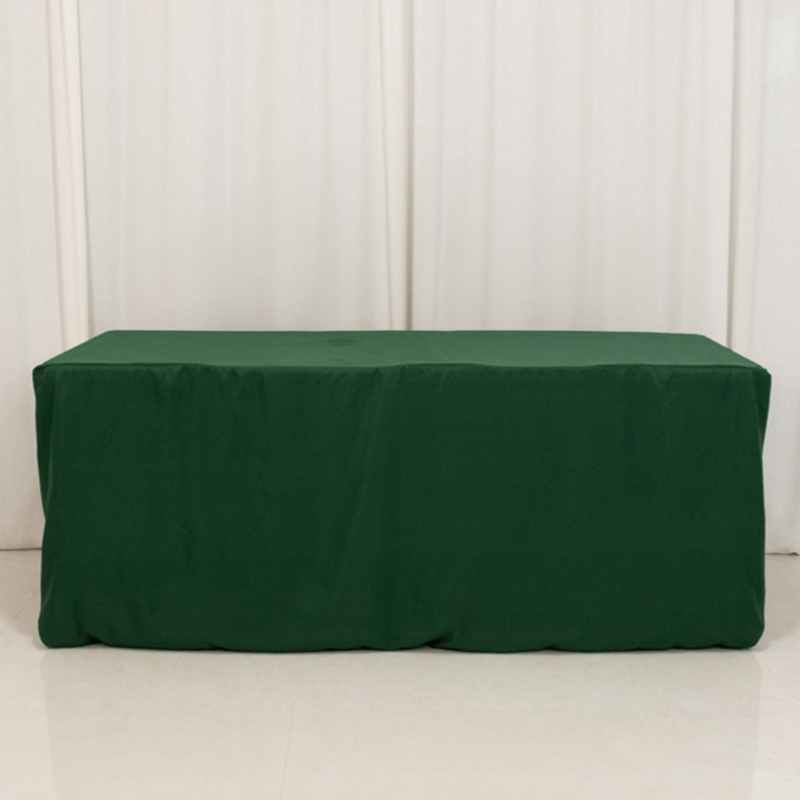 Fitted Tablecloth Hunter Green Rectangular Floor Length Drop