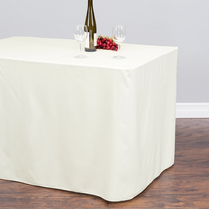 Fitted Tablecloth Ivory Cream Rectangular Floor Length Coverage