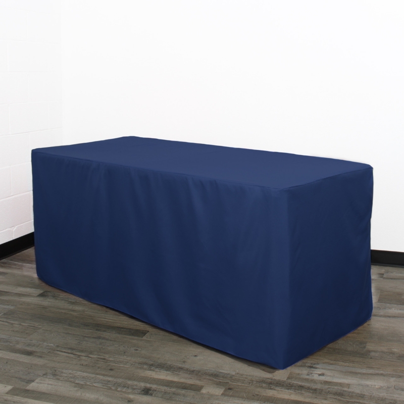 Fitted Tablecloth Navy Blue Fabric Rectangular Minimalist Event
