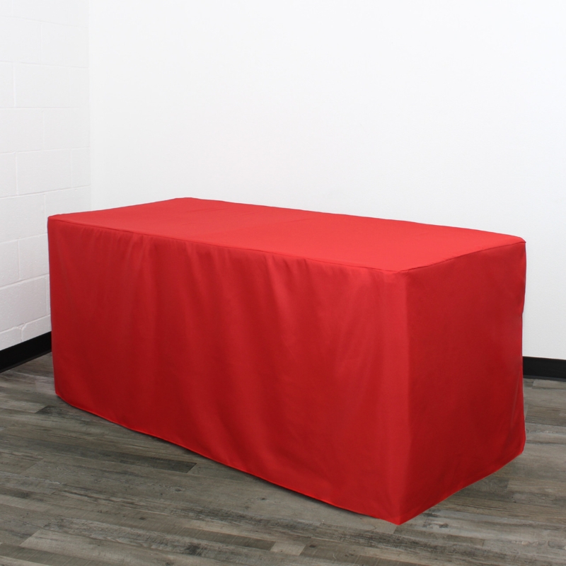 Fitted Tablecloth Vibrant Red Hue Rectangular Floor Length