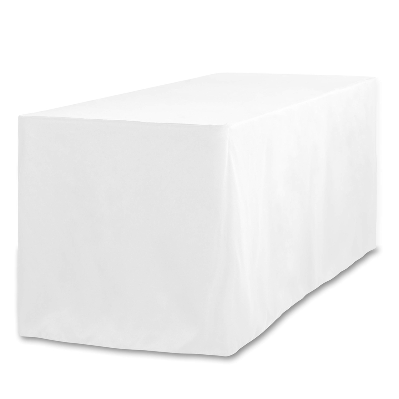 Fitted Tablecloth White Polyester Floor Length Seamless Top