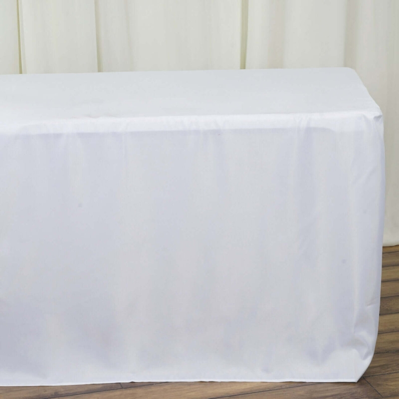 Fitted Tablecloth White Tailored Corners Floor Length Professional