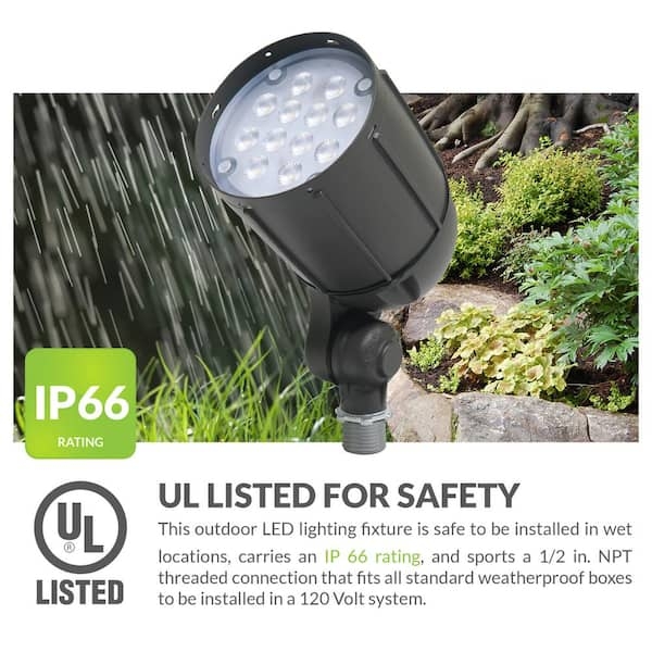 Flood Light Bronze Adjustable Bracket Integrated LED IP66 Bullet