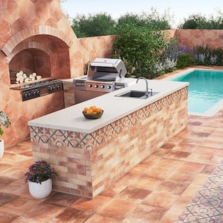 Floor And Wall Tile: Brick-Look Veneer, Terracotta, Mediterranean Patio