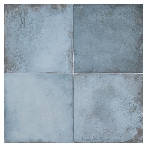 Floor And Wall Tile Distressed Edges Pacific Blue Matte Porcelain