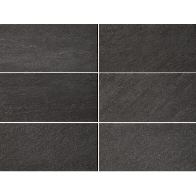 Floor and Wall Tile: Granite Stone Look, Modern Charcoal Tile, Rectangular, Matte