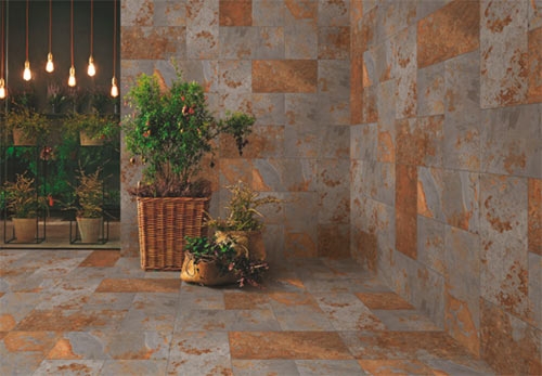 Floor And Wall Tile Rust Tones, Large Format Patio