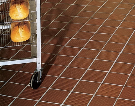 Floor Tile Brick Red Quarry Ribbed Surface Slip Resistant Matte