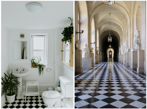 Floor Tile Checkerboard Pattern Diagonal Layout Grand Hallway