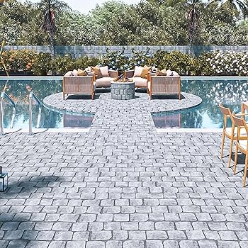 Floor Tile Cobblestone Look Multi Tonal Grey Matte Textured
