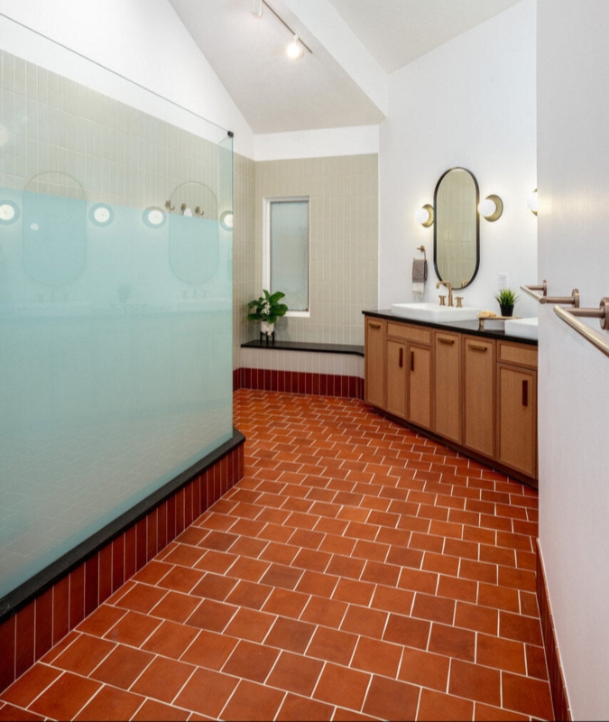 Floor Tile Cotto Tierra Terracotta Matte Square Modern Organic Bathroom