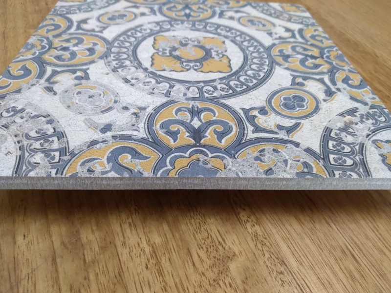 Floor Tile Decorative Encaustic Style Mustard Yellow Matte