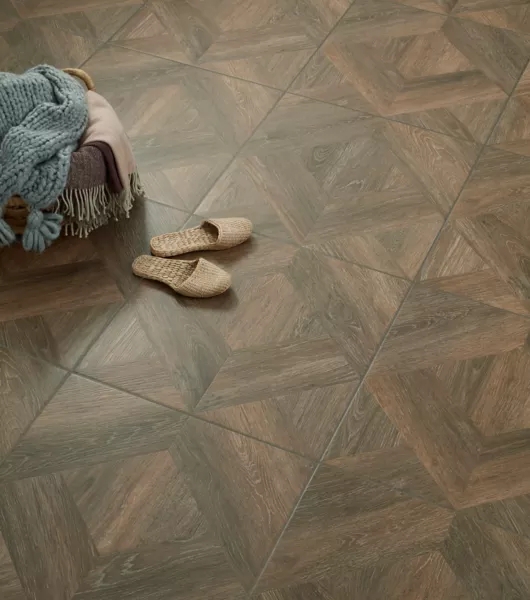 Floor Tile Geometric Parquet Pattern Matte Wood Grain Ceramic