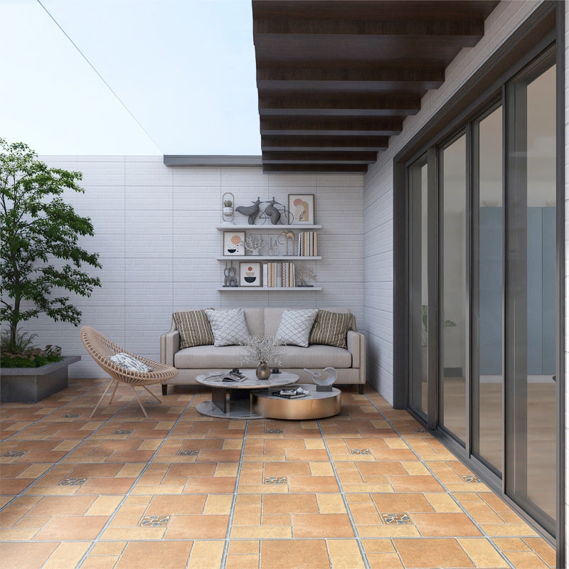 Floor Tile: Geometric Pattern, Modular Layout, Straight-Edge Neutral Palette