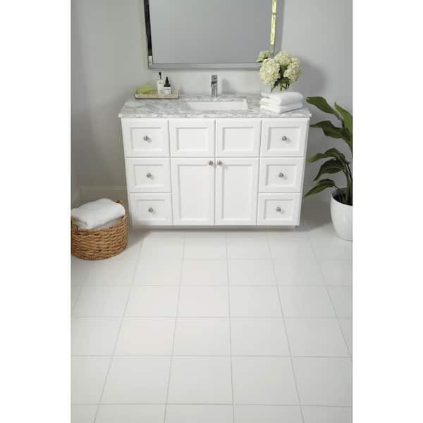 Floor Tile Glacier White Ceramic Matte Grid Layout Clean