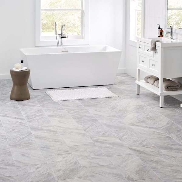 Floor Tile Gray Marble Bathroom Floor Large Format Matte