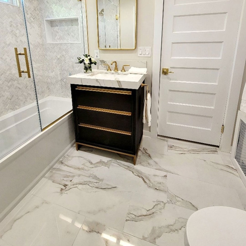 Floor Tile Herringbone Pattern Polished Shower Wall Tile Inspiration