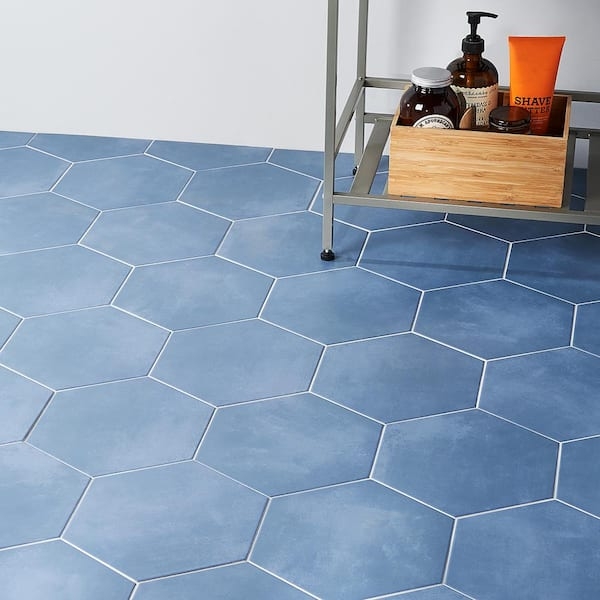 Floor Tile Hexagonal Silhouette Matte Coastal Inspired Design
