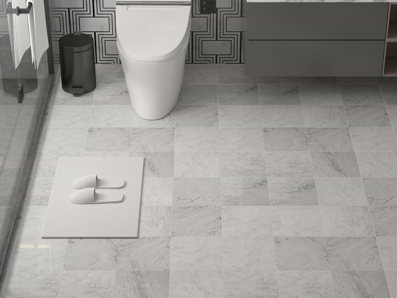 Floor Tile Honed Finish Marble Veining Grey White Modern