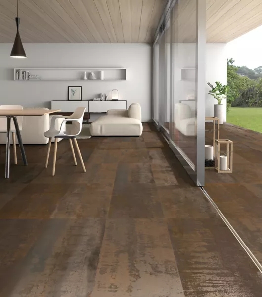 Floor Tile Industrial Oxidized Copper Look Metallic Texture
