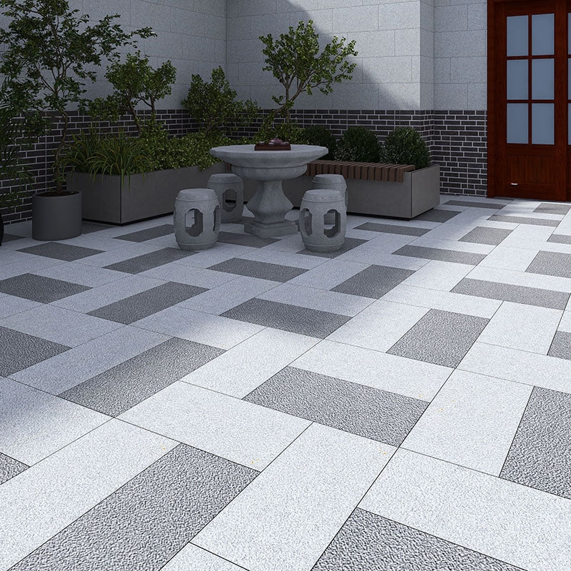 Floor Tile: Interlocking Pattern, Tonal Grey Contrast, Slip-Resistant