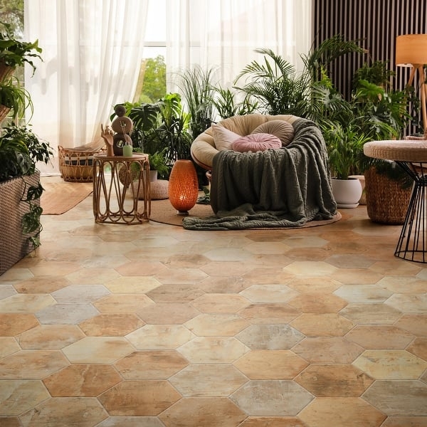 Floor Tile Large Format Hexagonal Terracotta Boho Chic Style