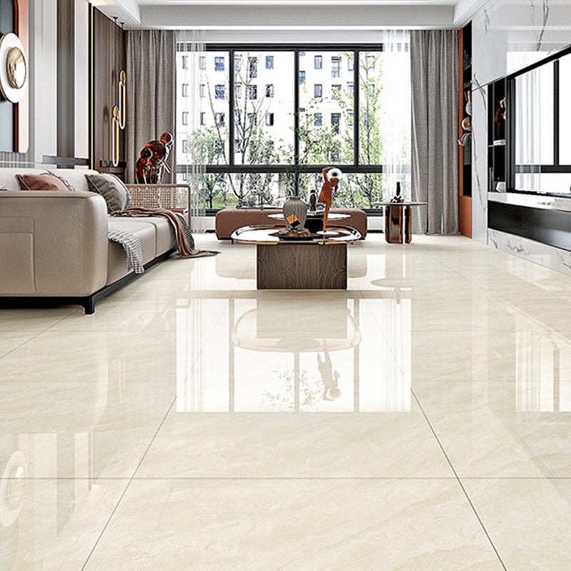 Floor Tile Large Format Polished Cream Marble Look Glossy