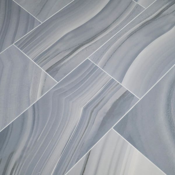Floor Tile Large Format Wavy Pattern Serene Marble Look