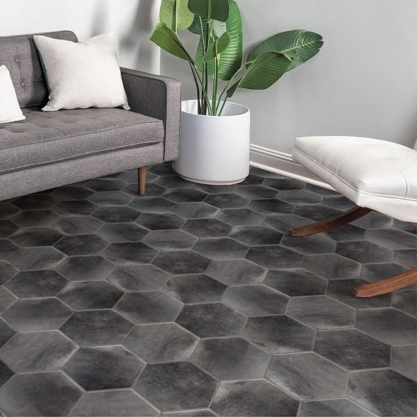 Floor Tile Large Hexagonal Industrial Mottled Finish Matte