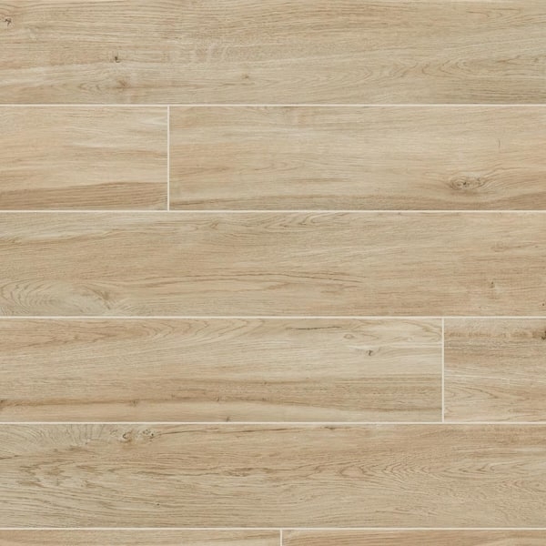 Floor Tile Light Oak Wood Grain Matte Plank Format Scandi Style