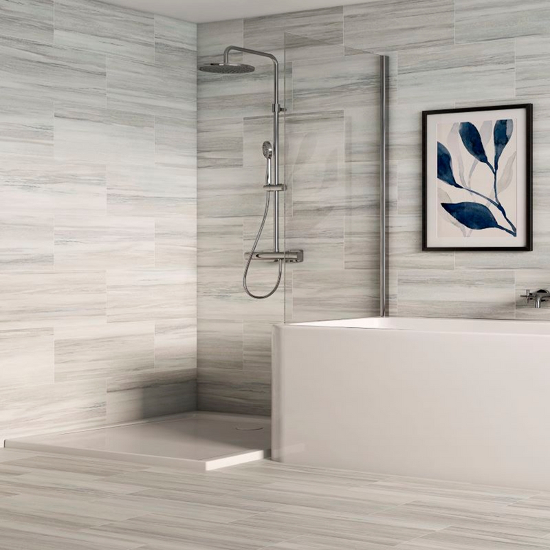 Floor Tile Linear Veining Matte Porcelain Horizontal Wall Mount